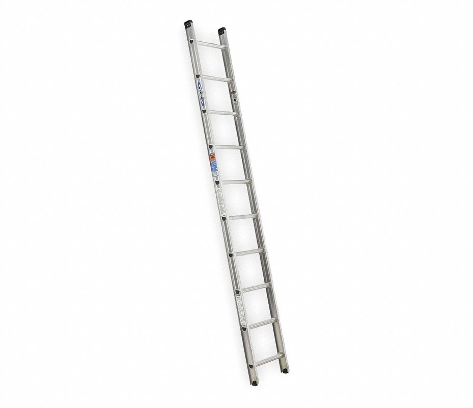 WERNER Escalera Recta de Aluminio, 10 pies Alt, 10 Peldaños, 300 lb