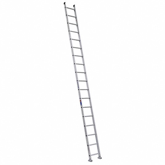 WERNER Straight Ladder: 12 ft Ladder Ht, 18 1/8 in Overall Wd, D-Rung, 21.5  lb Net Wt
