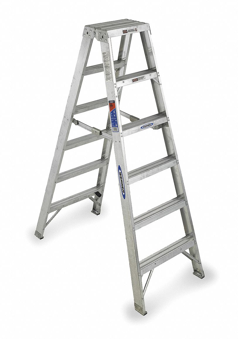 TWIN STEPLADDER,ALUMINUM,IA,6 FT.,T370