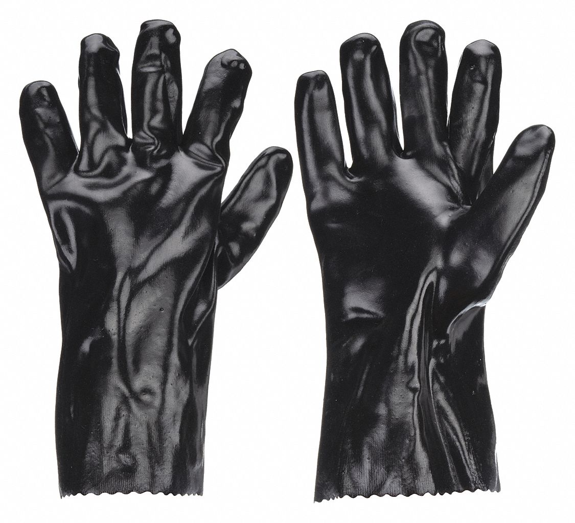 CHEMICAL RESISTANT GLOVES, 12 IN LENGTH, SMOOTH, L, BLACK, GEN PURPOSE