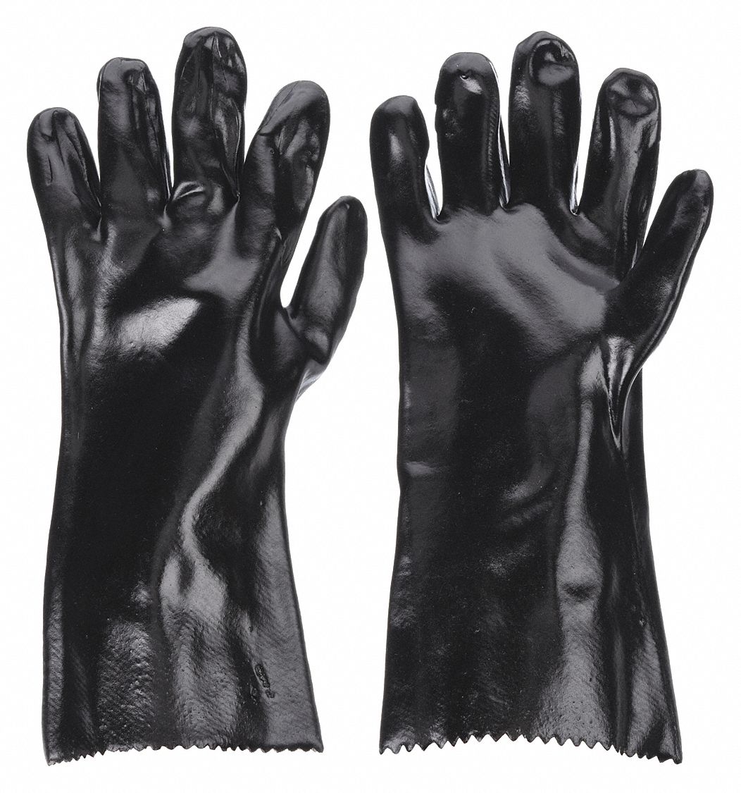 CHEMICAL RESISTANT GLOVES, 14 IN LENGTH, SMOOTH, L, BLACK, GEN PURPOSE