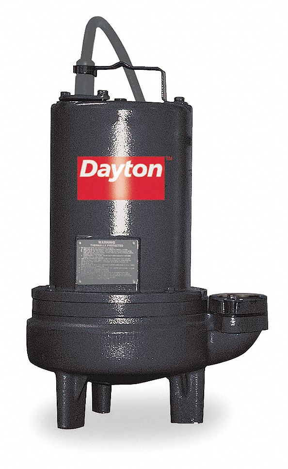 DAYTON Bomba de Aguas Residuales Sumergible, 1 HP Manual, 230 Voltaje -  Bombas Eyectoras de Aguas Residuales - 3BB93