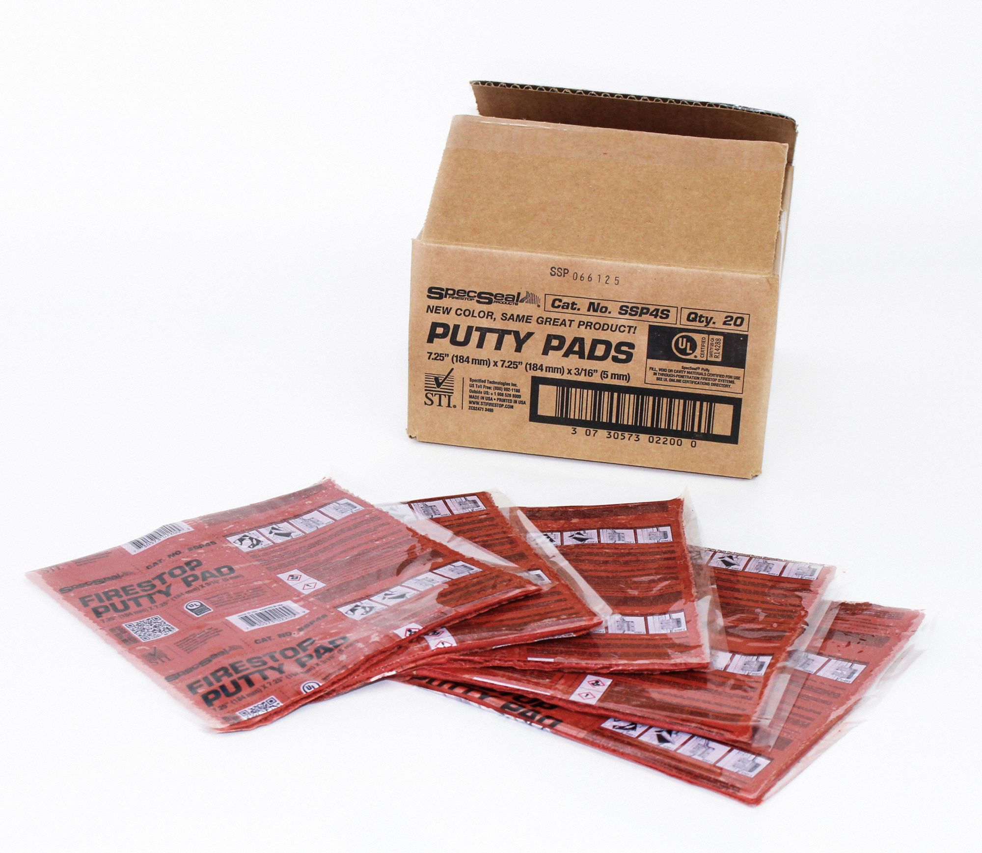 STI Firestop Putty, 7 1/2 in L x 7 1/2 in W Pad, Up to 4 hr Fire Rating