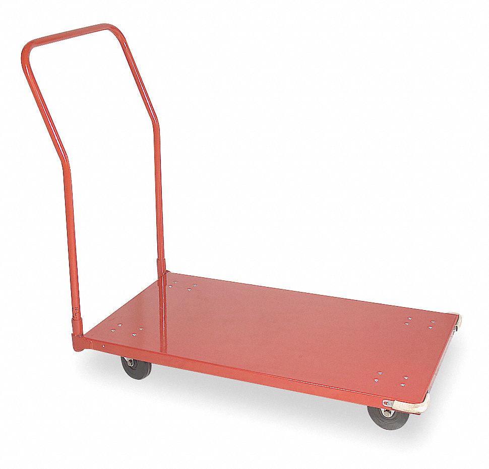 GENERAL PURPOSE STEEL-DECK PLATFORM TRUCK, 750 LB LOAD CAPACITY, RUBBER, SOLID, 5 IN