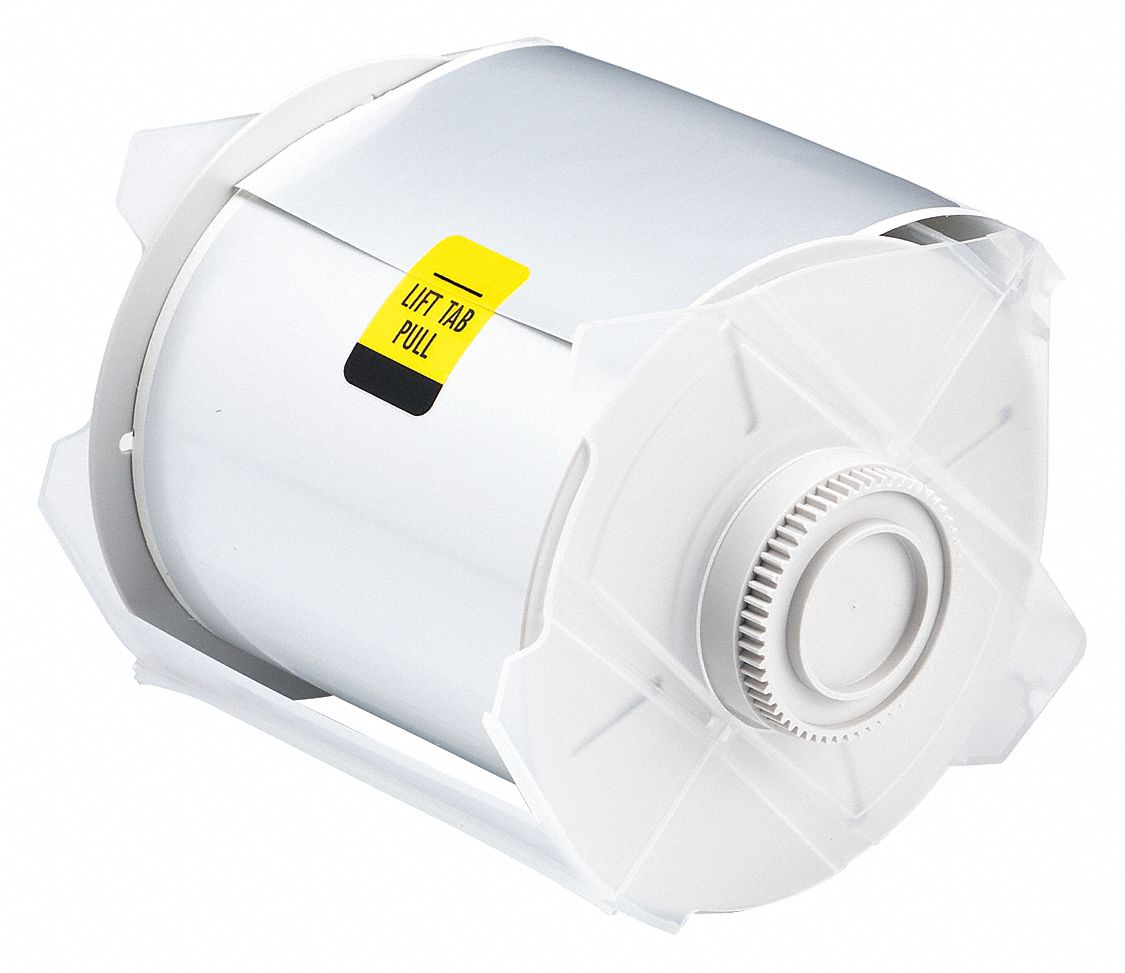 Continuous Label Stock: 4 1/4 in x 100 ft, Metalized Polyester, Silver (Matte), Outdoor