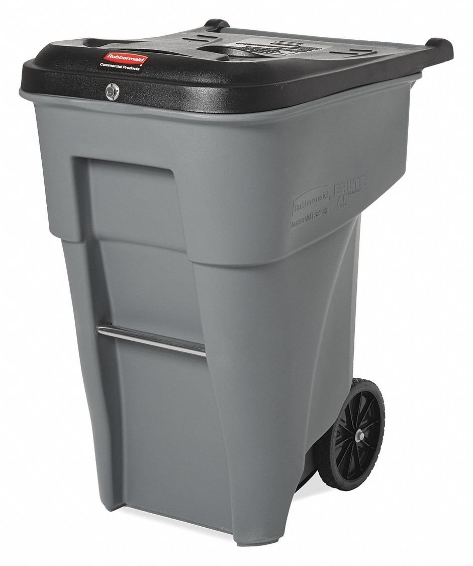 RUBBERMAID COMMERCIAL PRODUCTS 65 gal Rectangular Confidential Waste Container, Plastic, Gray