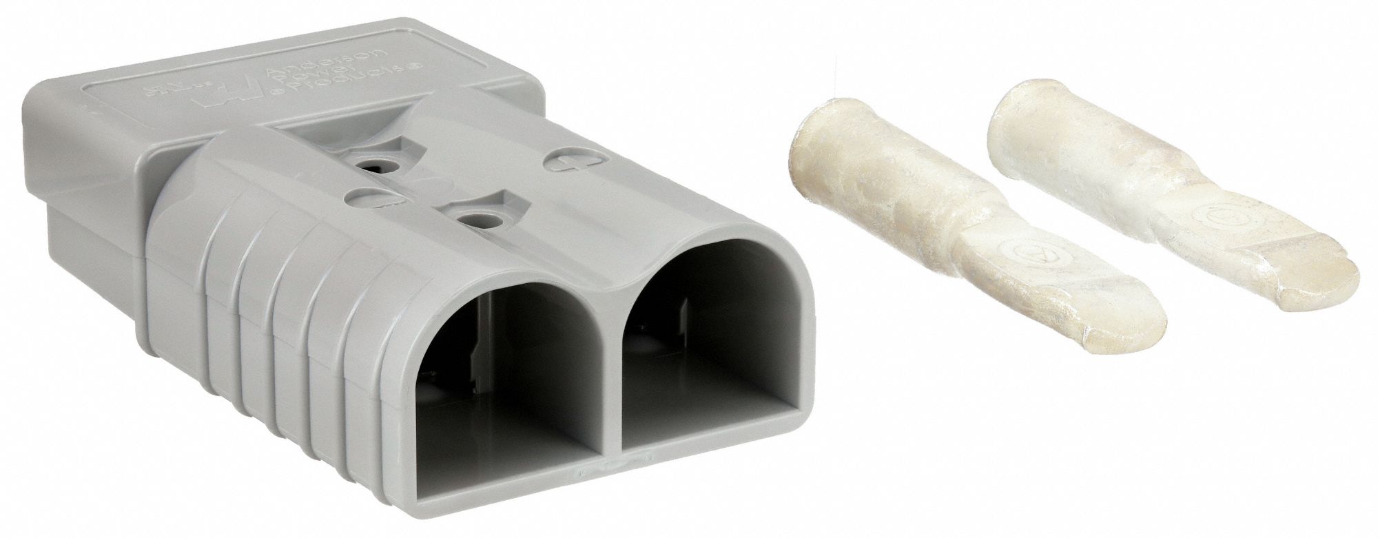 POWDER CONNECTOR, TWO POLE, GREY, 2/0 GA, 10,000, 0.484 IN MAX WIRE DIAMETER