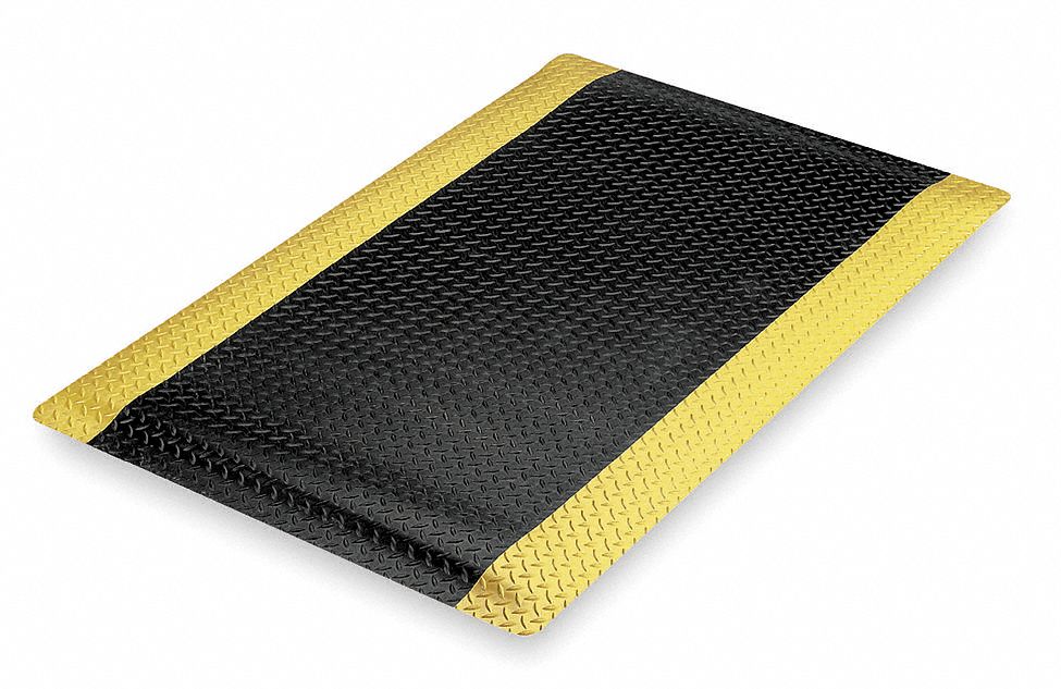 Rhino Anti-Fatigue Mats Diamond Plate Anti-Fatigue Black/Yellow 3 ft. x 2 ft. x 9/16 in. Commercial Mat, Black Yellow