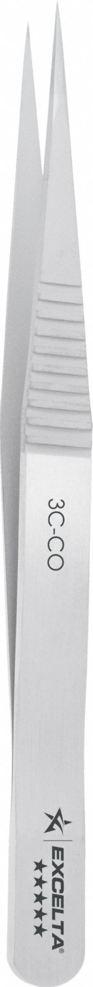 Tweezers: Cobalt, Point, Straight Tip, 0.0031 in Tip Thick