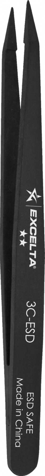 Tweezers: Plastic, Point, Straight Tip, 0.025 in Tip Thick