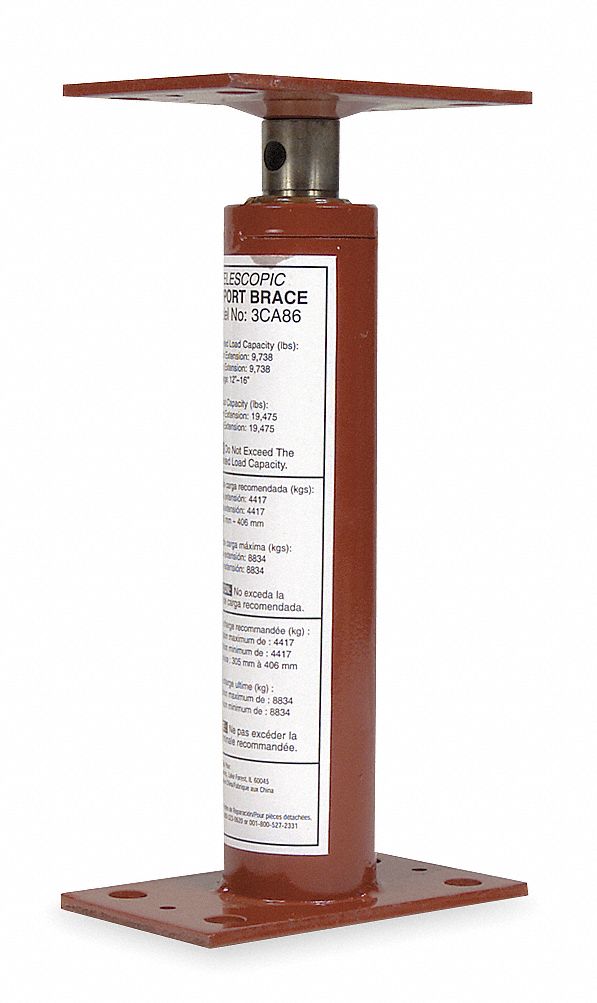 Telescopic Support Brace: 1 Sections, 9, 738 lb Max Capacity, 16 in Max Ht, 12 in Min Ht