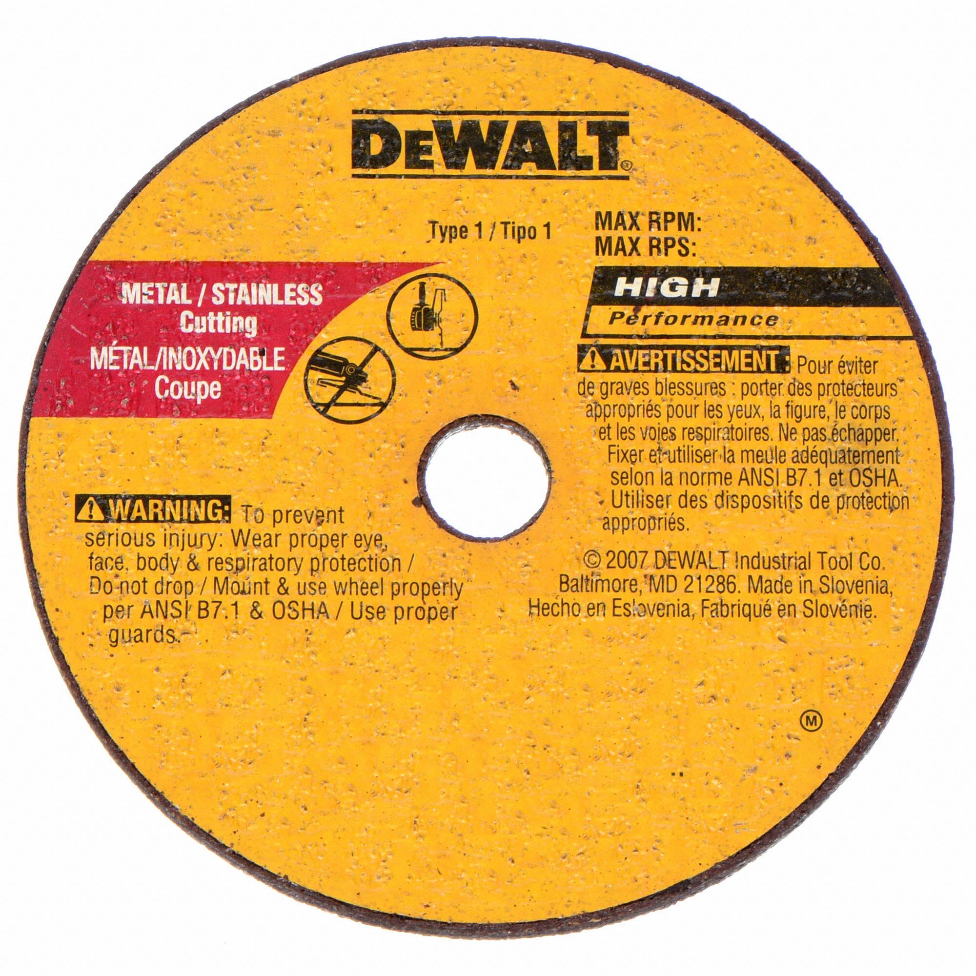 DEWALT Abrasive CutOff Wheel 3 in Abrasive Wheel Dia, 3/8 in Arbor