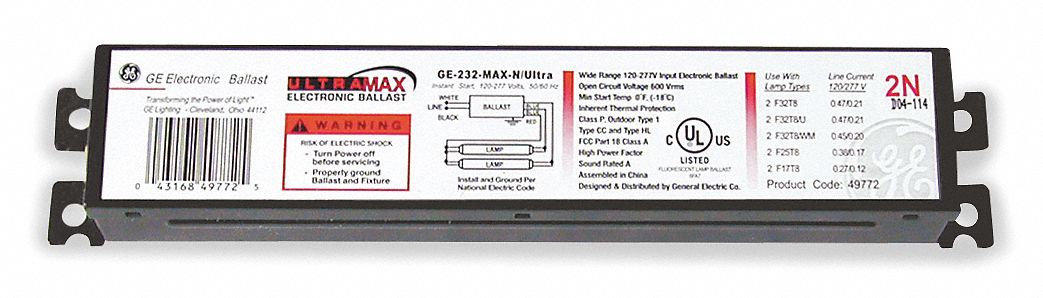Ge Lighting Electronic Ballast 3cb66 Ge 232 Max N Ultra Grainger