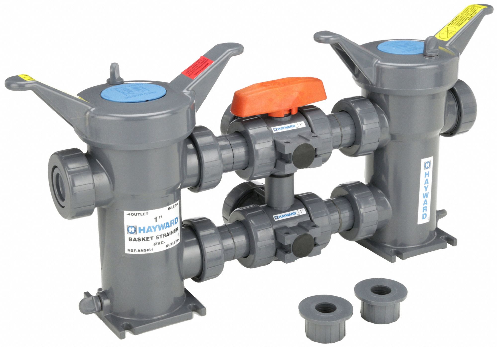 HAYWARD Basket Strainer PVC, Dual, Socket, Threaded, 2 in, 0.1250 in