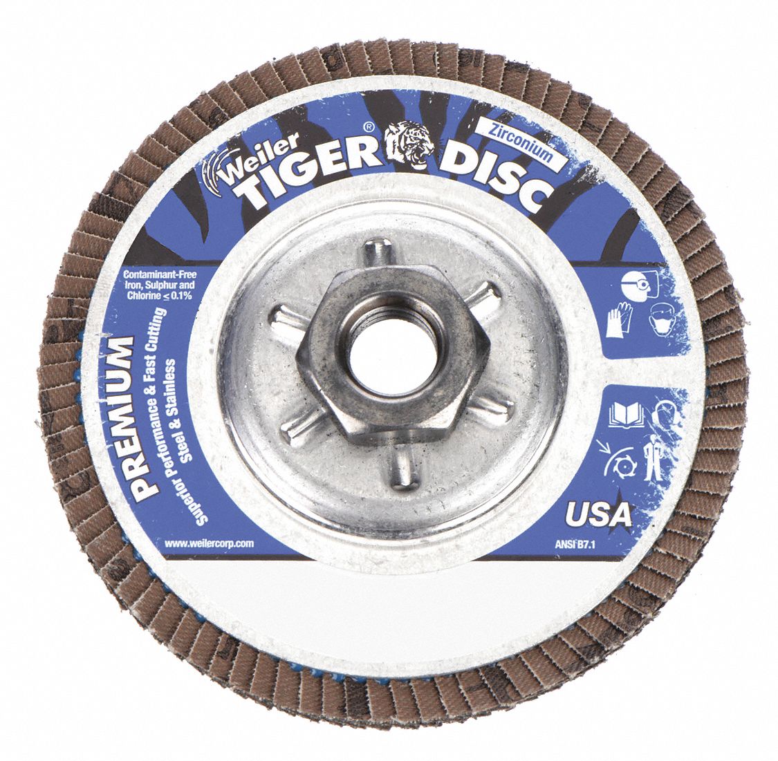 Flap Disc: Type 29, 4-1/2" x 5/8"-11, Zirconia Alumina, 80 Grit, Aluminum Bk, Std Density