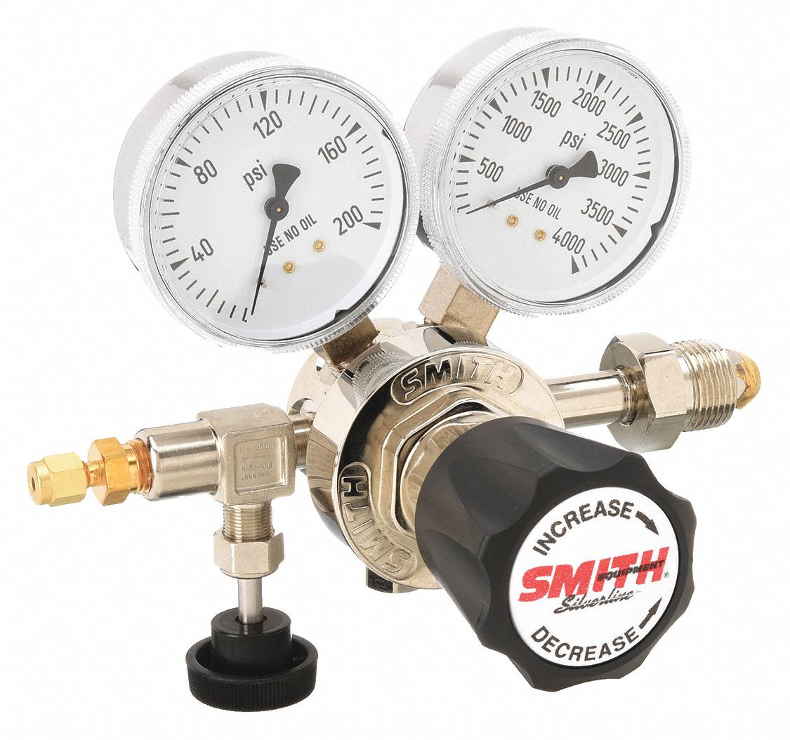 High Purity Gas Regulator: Single Stage, CGA 580 Inlet, 1/8" Tube Outlet, 150 psig