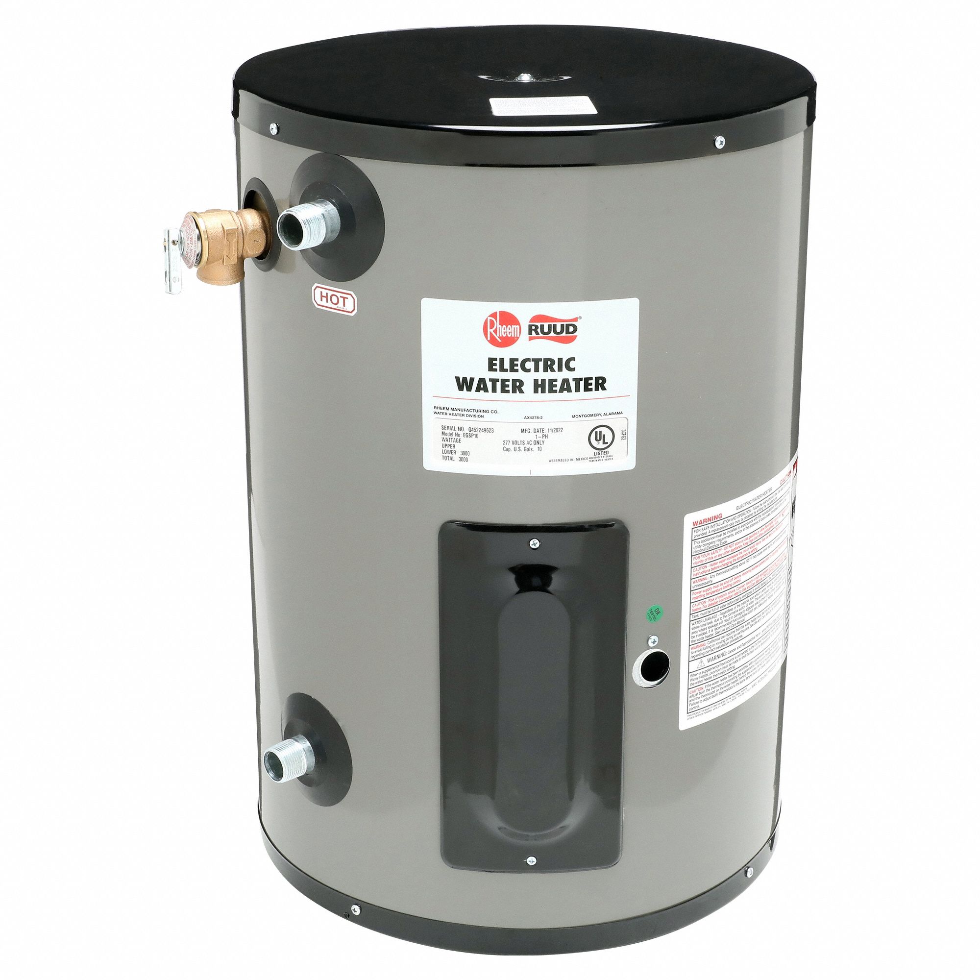 Rheem Commercial Point of Use 10 Gal. 277-Volt 6 kW 1 Phase Electric Tank Water  Heater EGSP10 277 Volt 6kw POU - The Home Depot