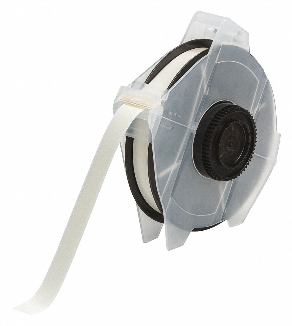 Continuous Label Stock: 1/2 in x 100 ft, Vinyl, Clear (Gloss), Outdoor