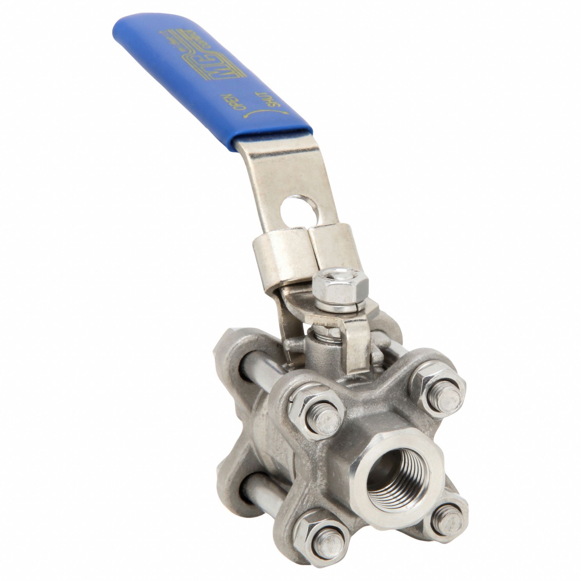 Manual Two-Way Ball Valve: 1/4 in, 316 Stainless Steel, Straight Valve Body, RPTFE