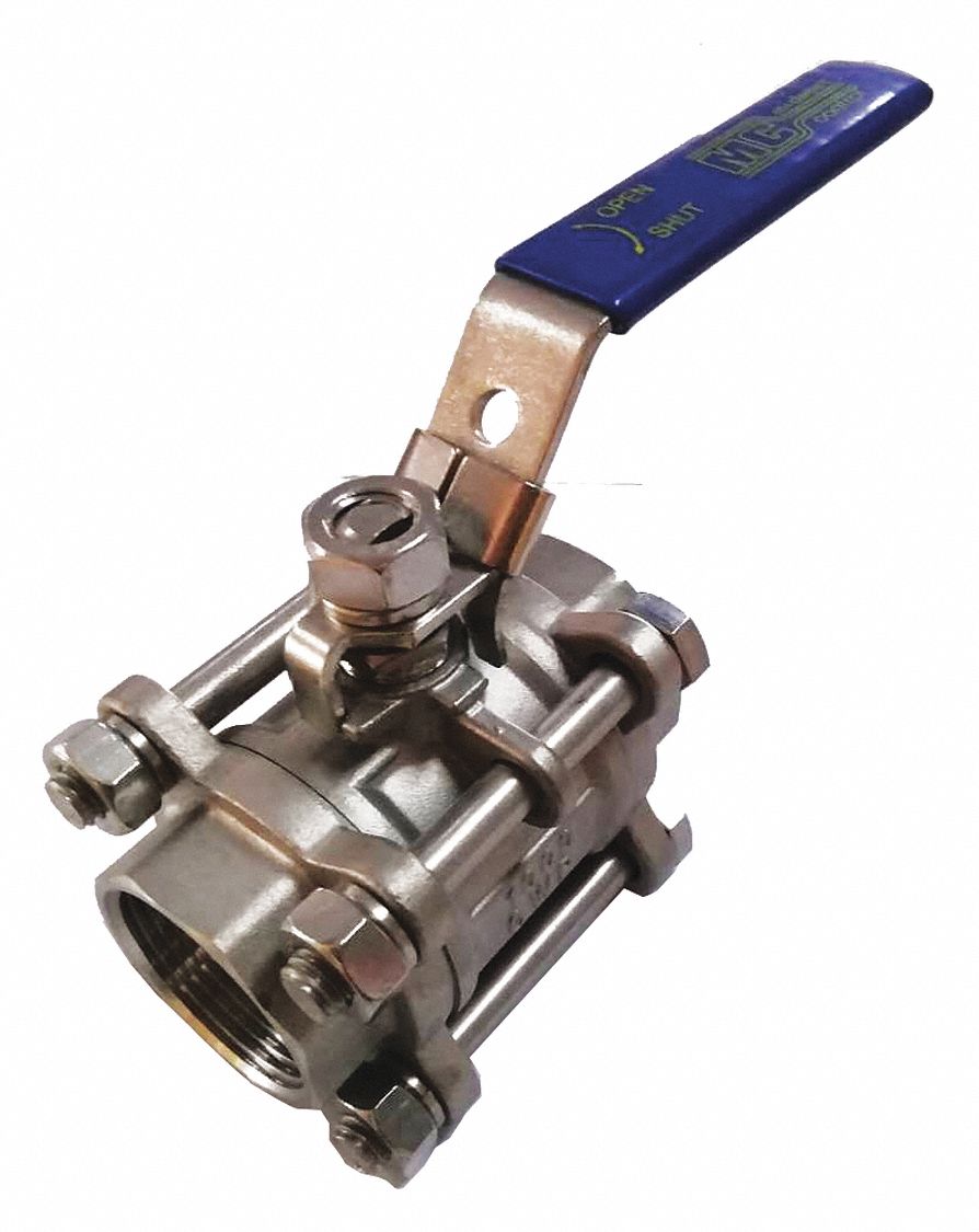 MANUAL TWO-WAY BALL VALVE: ⅜ IN, 316 STAINLESS STEEL, STRAIGHT VALVE BODY, RPTFE