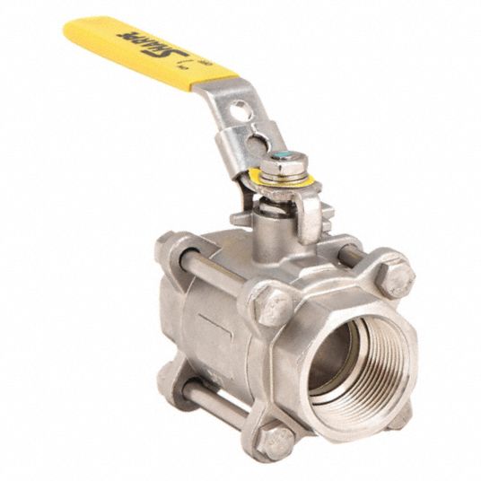 GRAINGER APPROVED Ball Valve, 316 Stainless Steel, Inline, 3-Piece ...