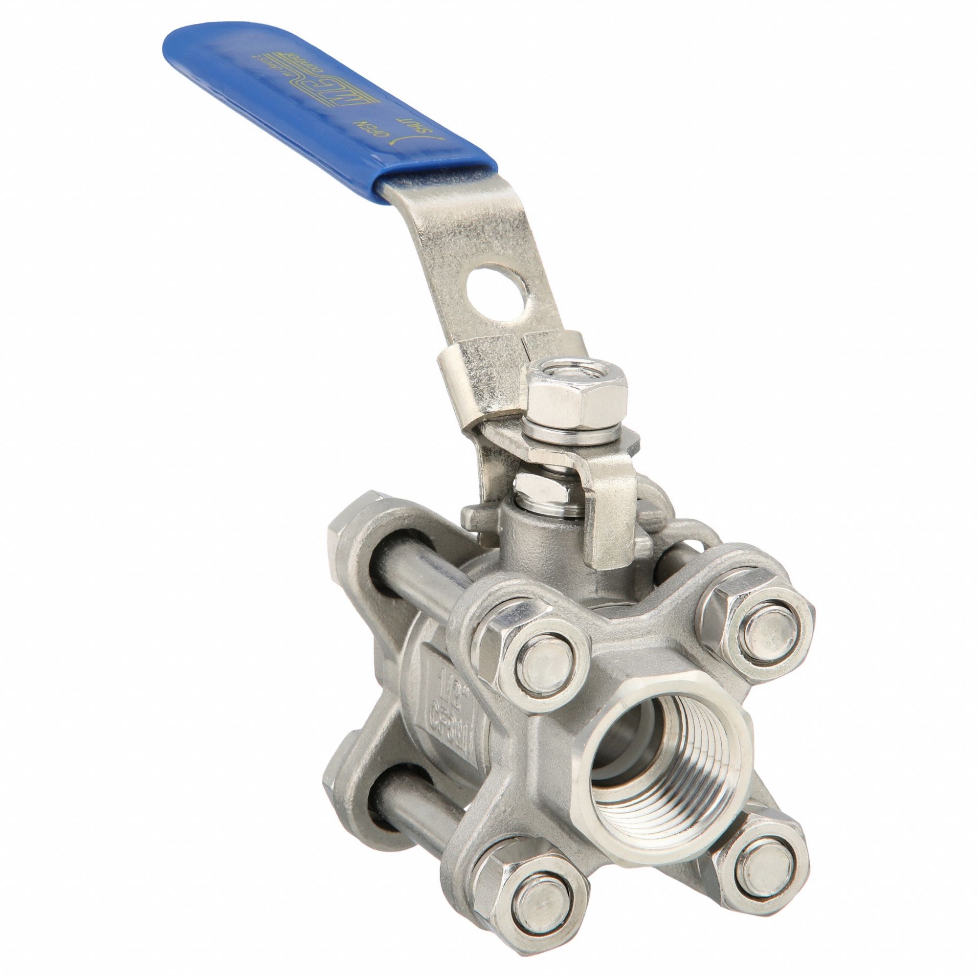 Manual Two-Way Ball Valve: 1/2 in, 316 Stainless Steel, Straight Valve Body, RPTFE