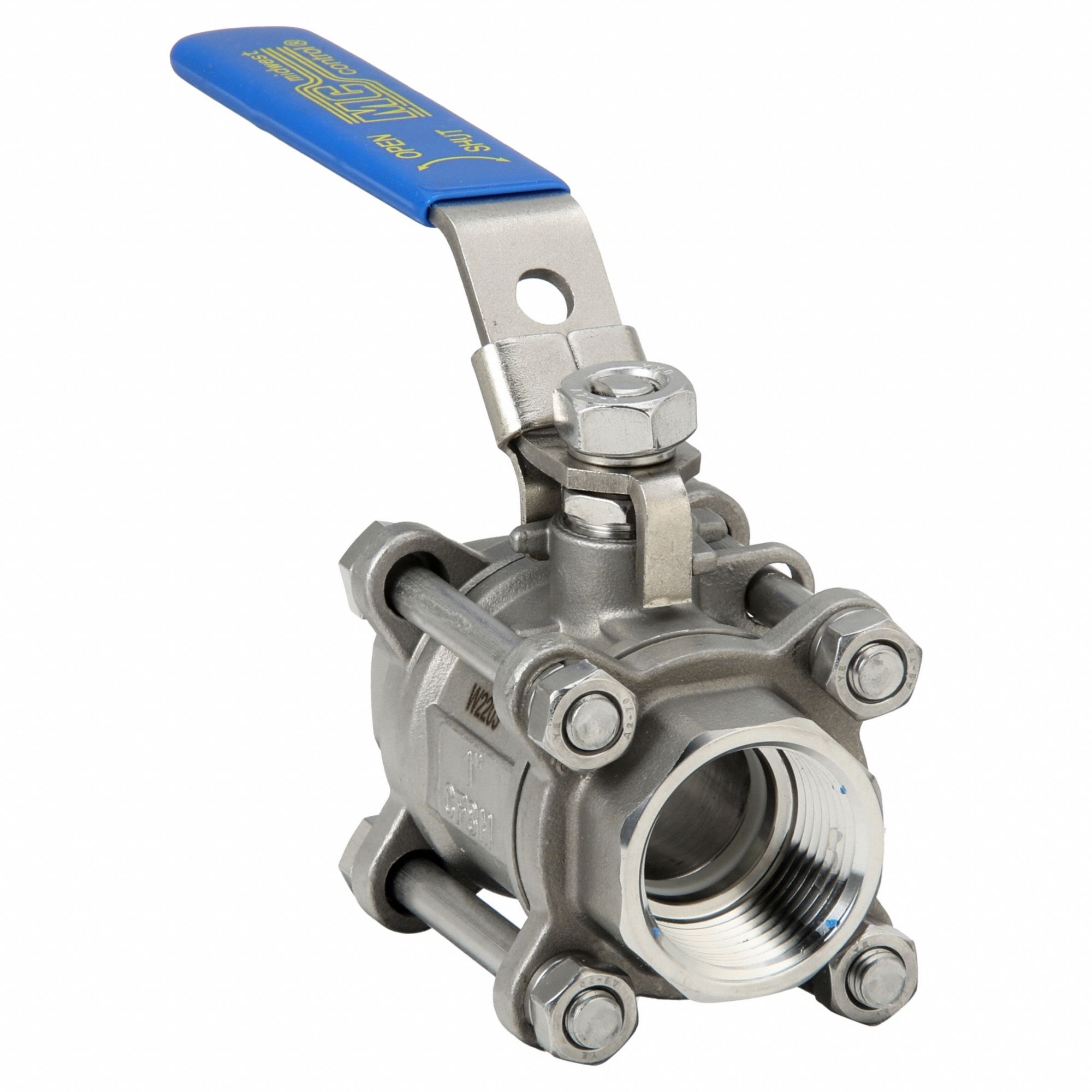 Manual Two-Way Ball Valve: 1 in, 316 Stainless Steel, Straight Valve Body, RPTFE