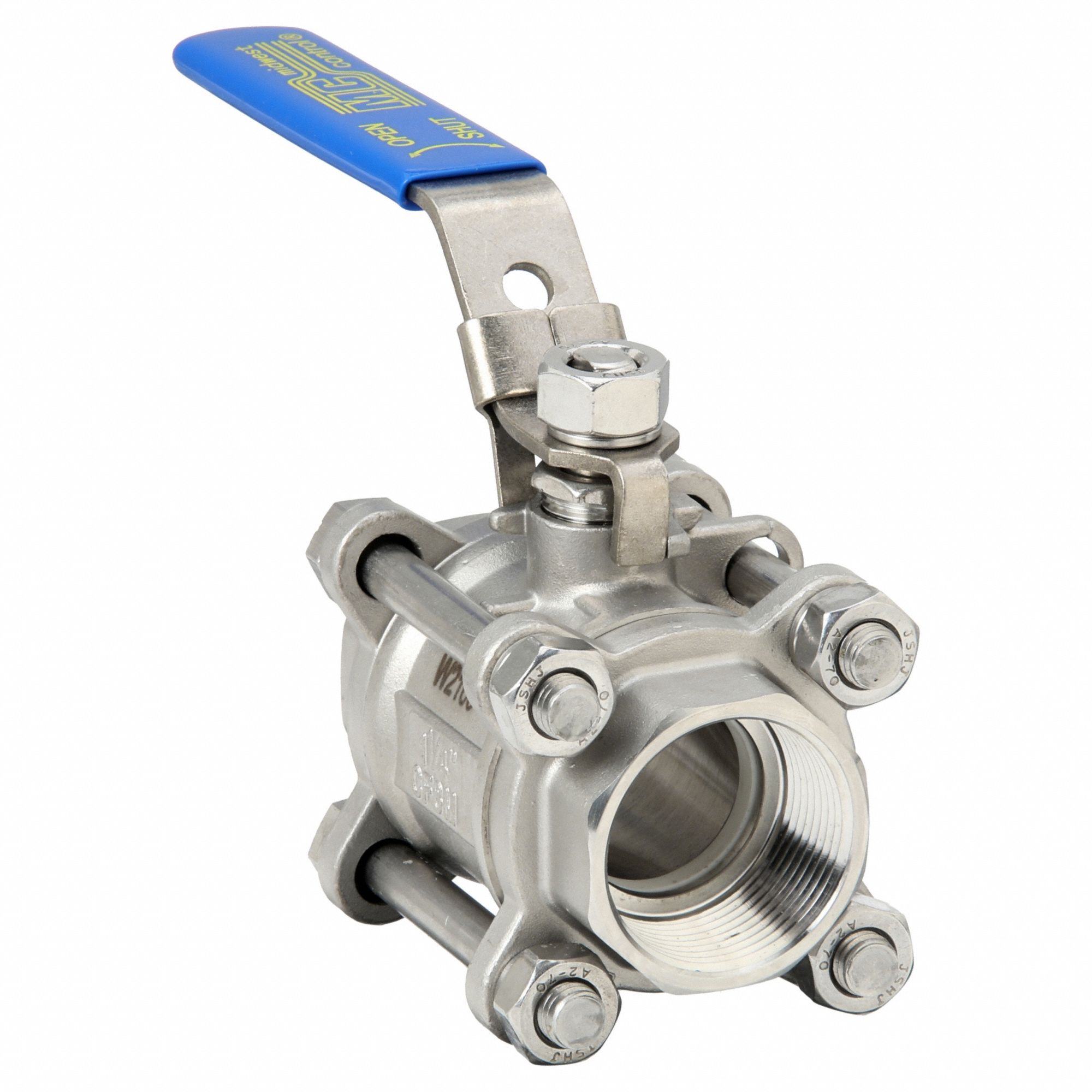 Manual Two-Way Ball Valve: 1 1/4 in, 316 Stainless Steel, Straight Valve Body, RPTFE