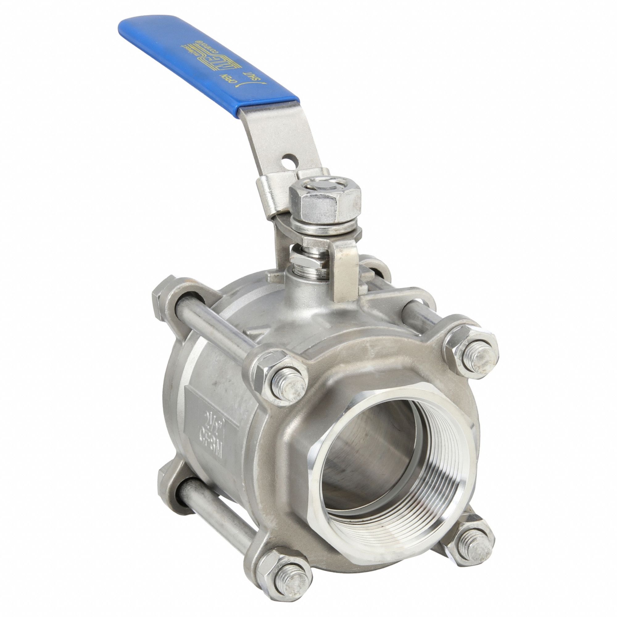 Manual Two-Way Ball Valve: 2 1/2 in, 316 Stainless Steel, Straight Valve Body, RPTFE