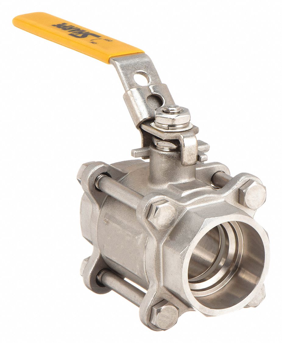 MANUAL TWO-WAY BALL VALVE: 1½ IN, 316 STAINLESS STEEL, STRAIGHT VALVE BODY, PTFE