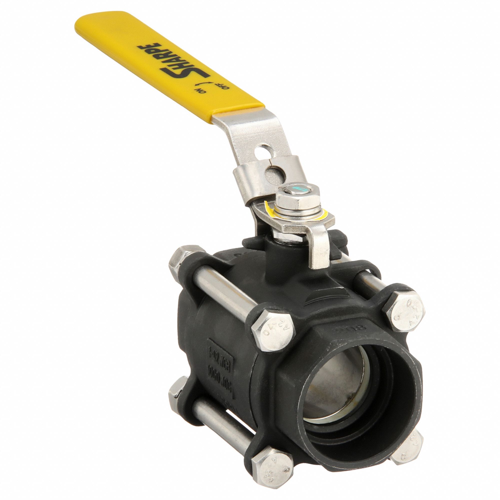 Manual Two-Way Ball Valve: 1 1/2 in, Carbon Steel, Straight, Socket x Socket, Lever