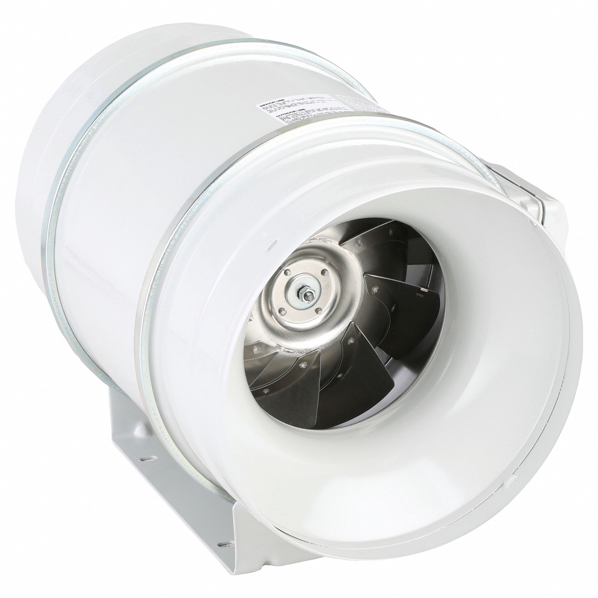 In-Line Duct Fan: 754 cfm Max., 10 in Duct, 115 W, 120V AC, 1 Ph, IP44,  Steel, 750 to 1,500 cfm
