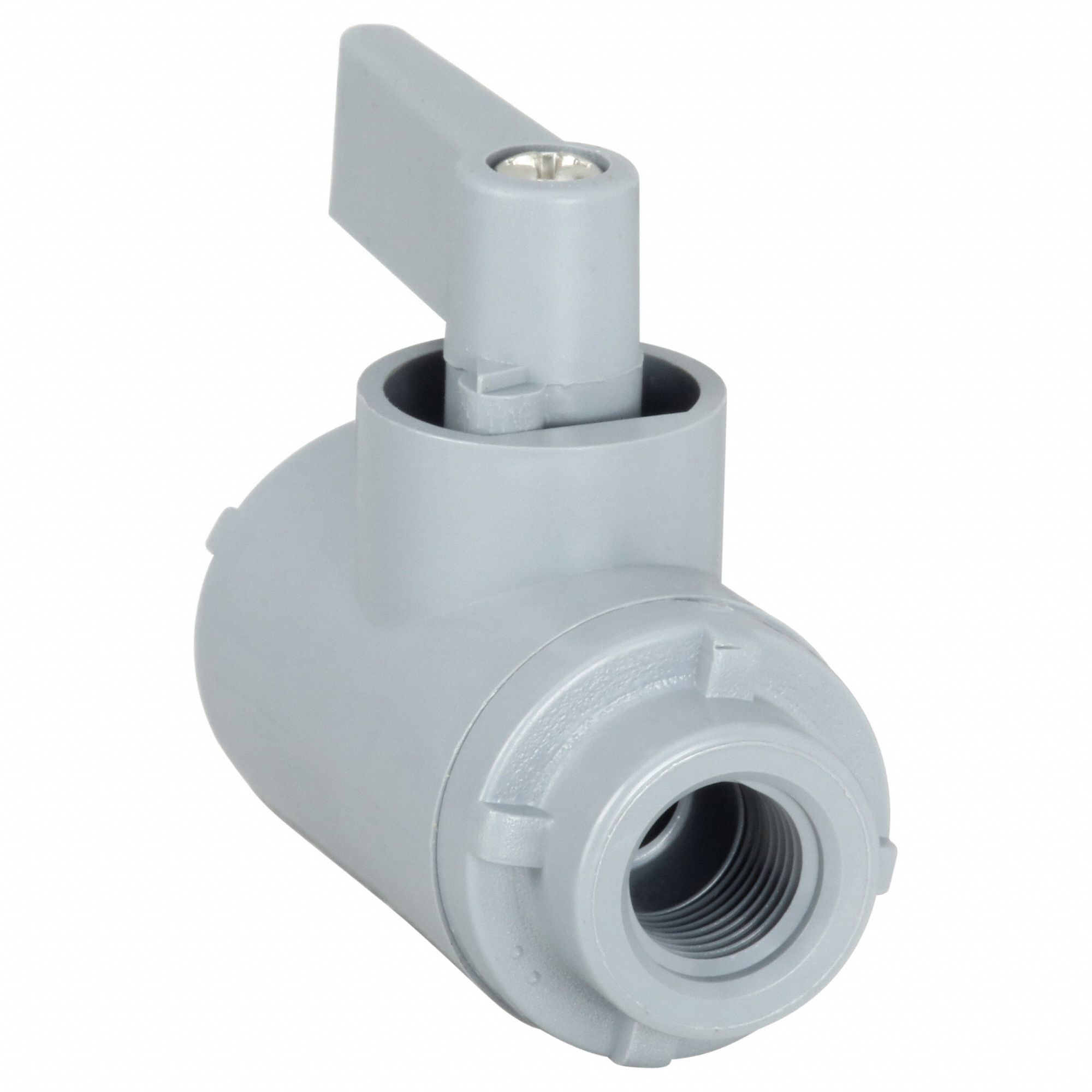 Manual Two-Way Ball Valve: 1/8 in, PVC, Straight, FNPT x FNPT, Full Port Ball Port