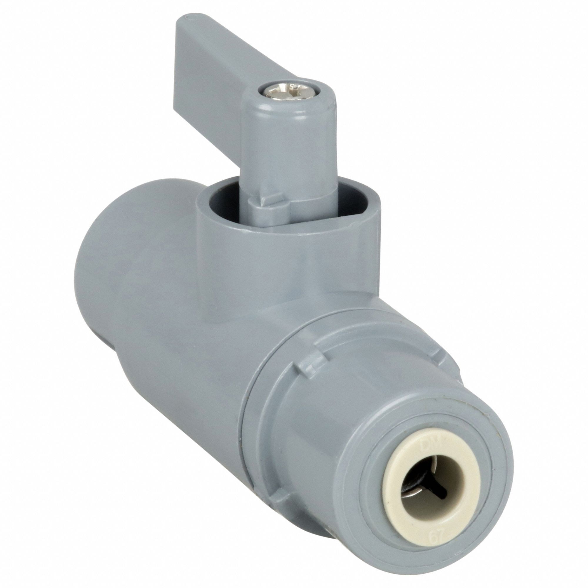 Manual Two-Way Ball Valve: 1/4 in, PVC, Straight, Push x Push, Full Port Ball Port