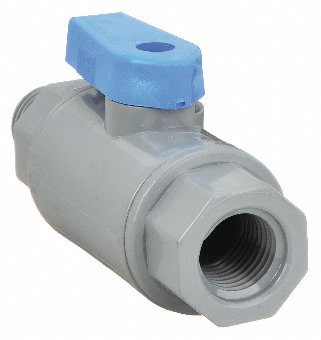 MANUAL TWO-WAY BALL VALVE: ¼ IN, PVC, STRAIGHT, MNPT X FNPT, FULL PORT BALL PORT