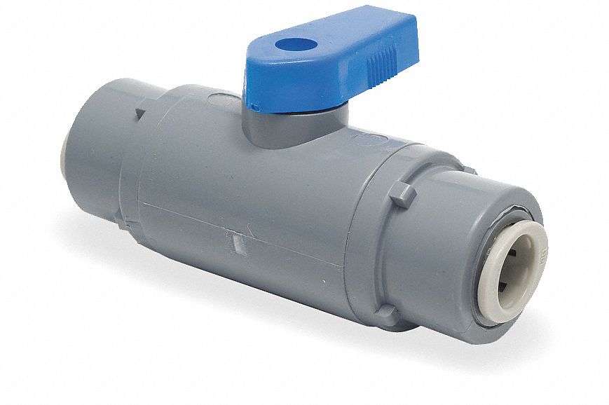 GRAINGER APPROVED Ball Valve, PVC, Inline, 1Piece, Pipe Size 1/4 in