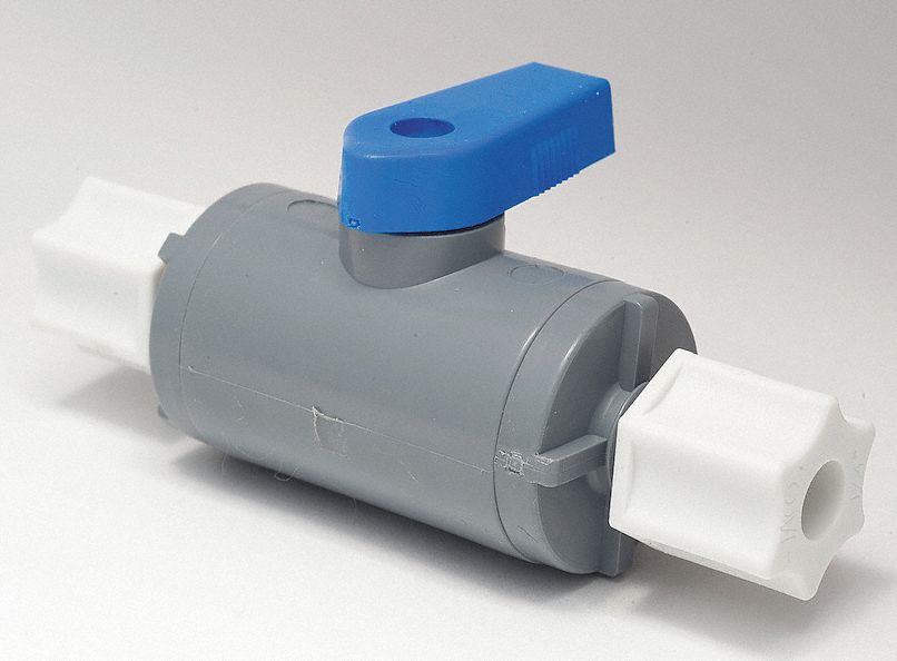 MANUAL TWO-WAY BALL VALVE: ¼ IN, PVC, STRAIGHT, COMPRESSION X COMPRESSION