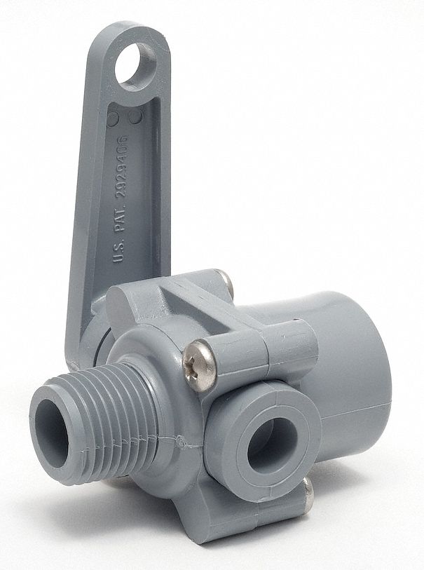 Manual Two-Way Ball Valve: 3/4 in, PVC, Straight, FNPT x MNPT, Full Port Ball Port