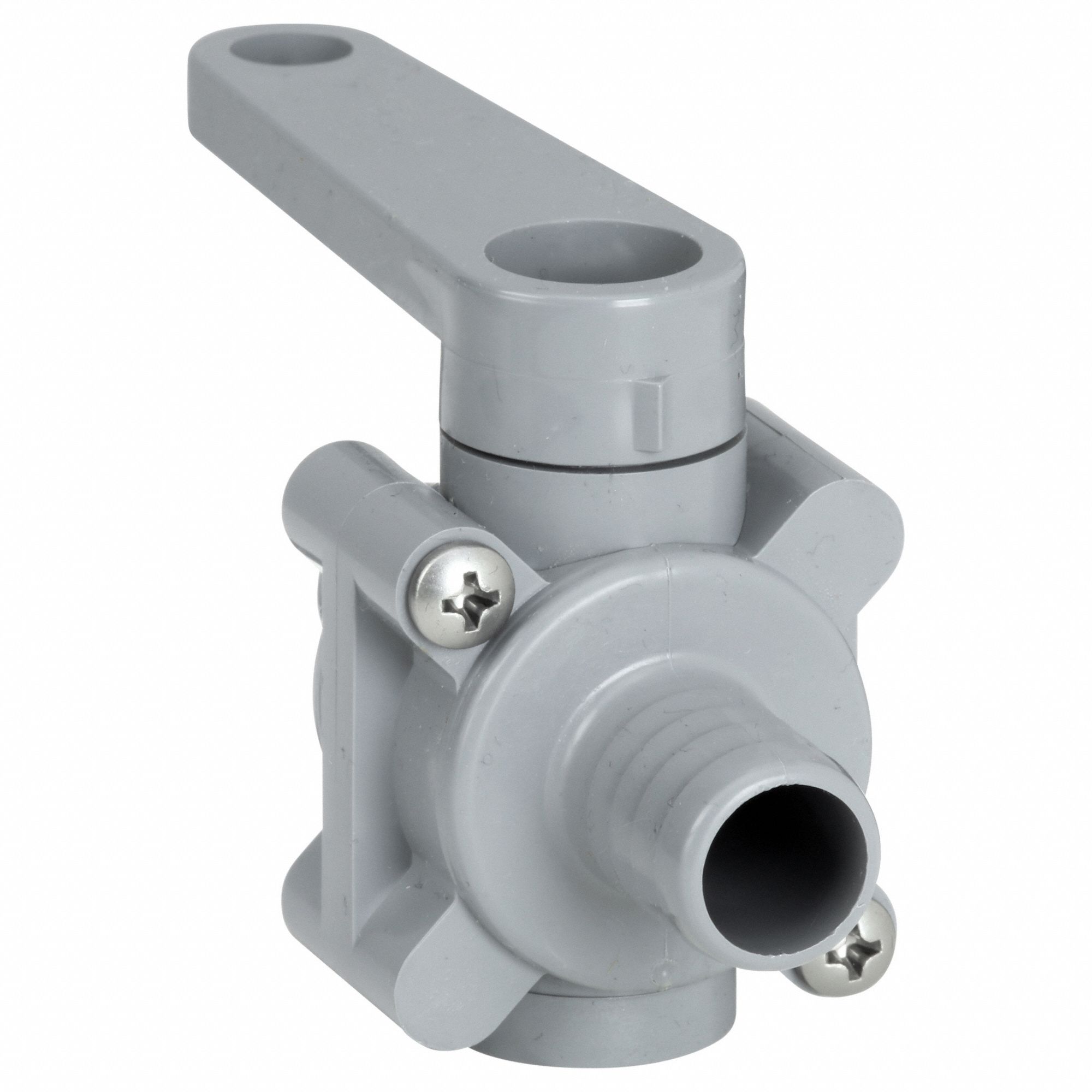 Manual Two-Way Ball Valve: 5/8 in, PVC, Straight, Barb x Barb, Full Port Ball Port