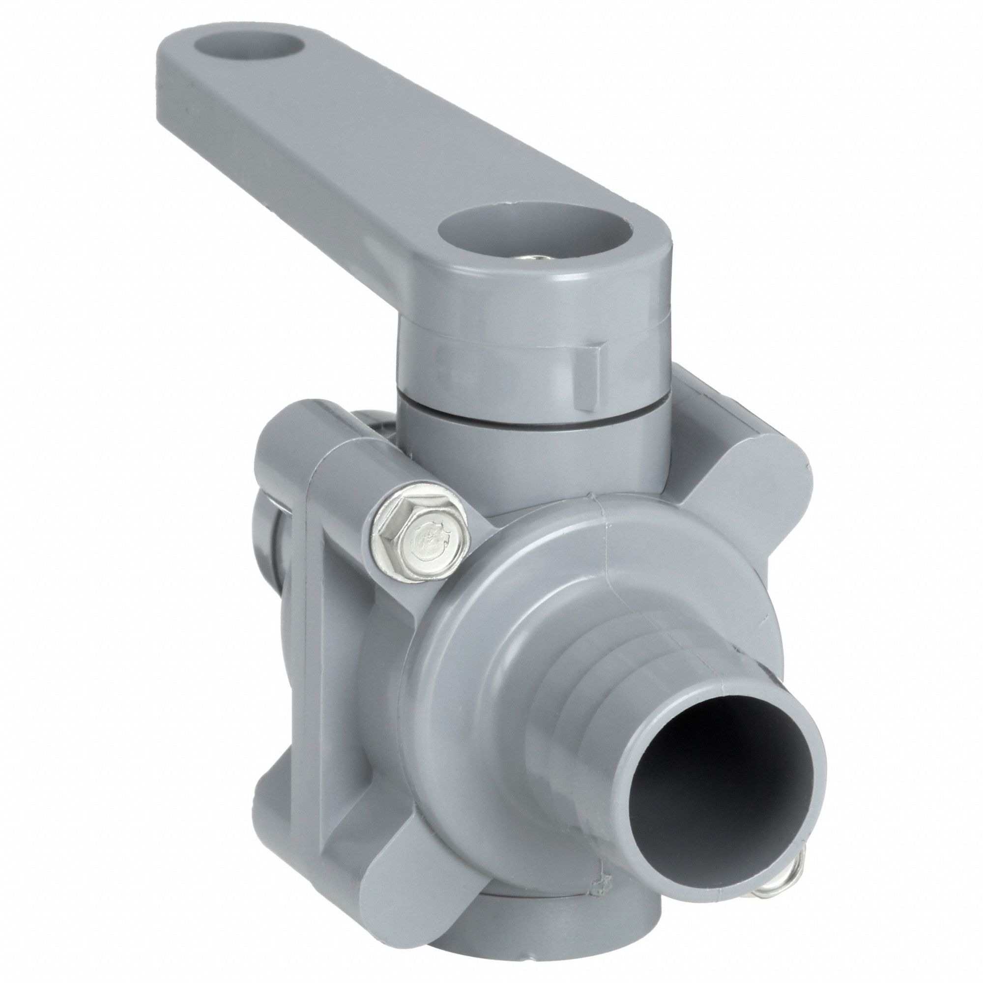 Manual Two-Way Ball Valve: 3/4 in, PVC, Straight, Barb x Barb, Full Port Ball Port