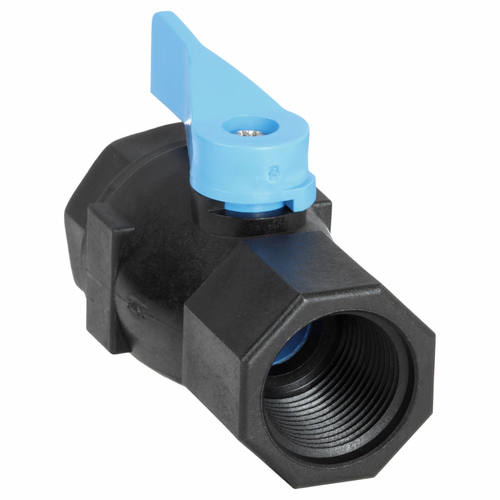 Manual Two-Way Ball Valve: 3/4 in, PVC, Straight, FNPT x FNPT, Full Port Ball Port