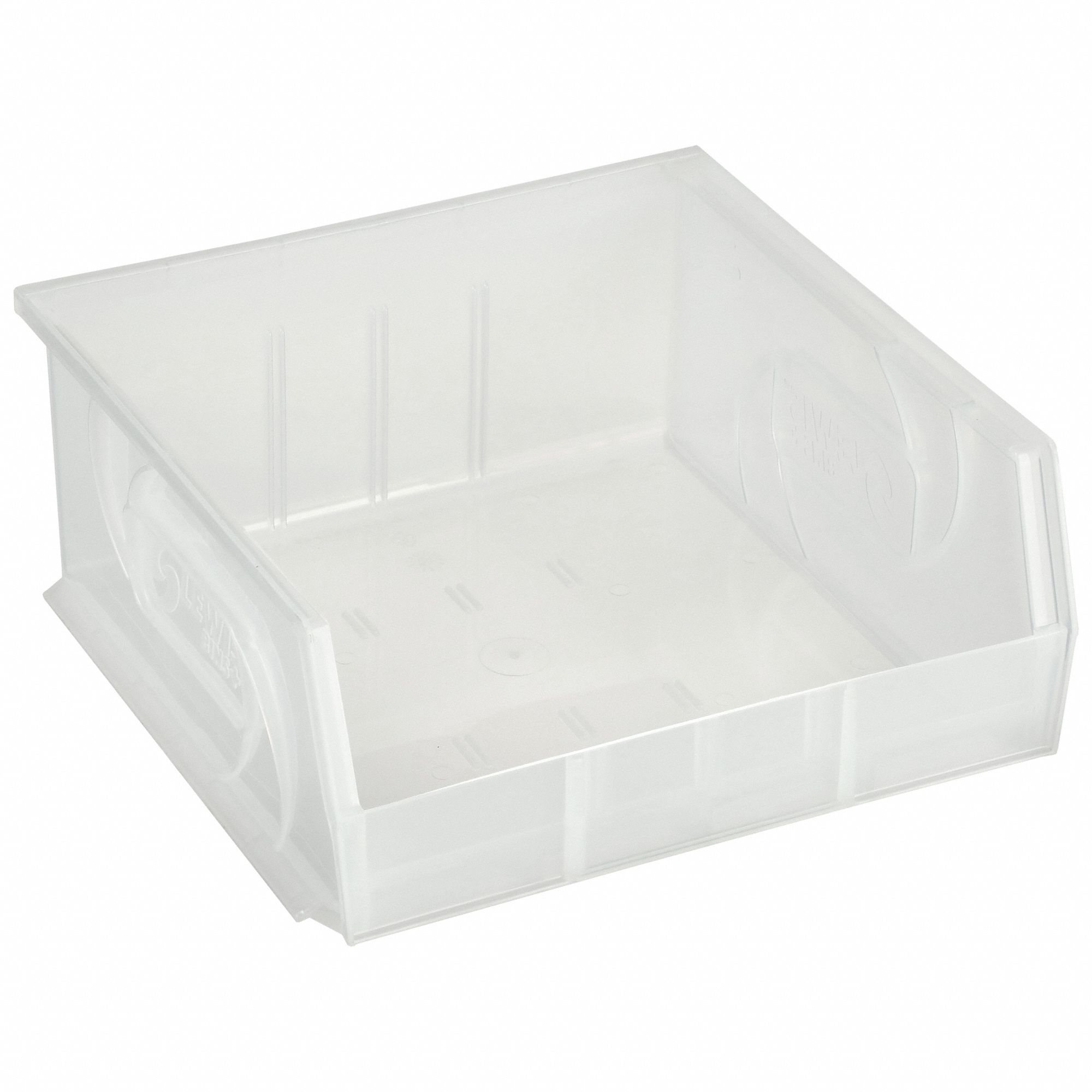 HANG AND STACK BIN, 11 IN X 10⅞ IN X 5 IN, CLEAR, LABEL HOLDERS, 40 LB LOAD CAPACITY