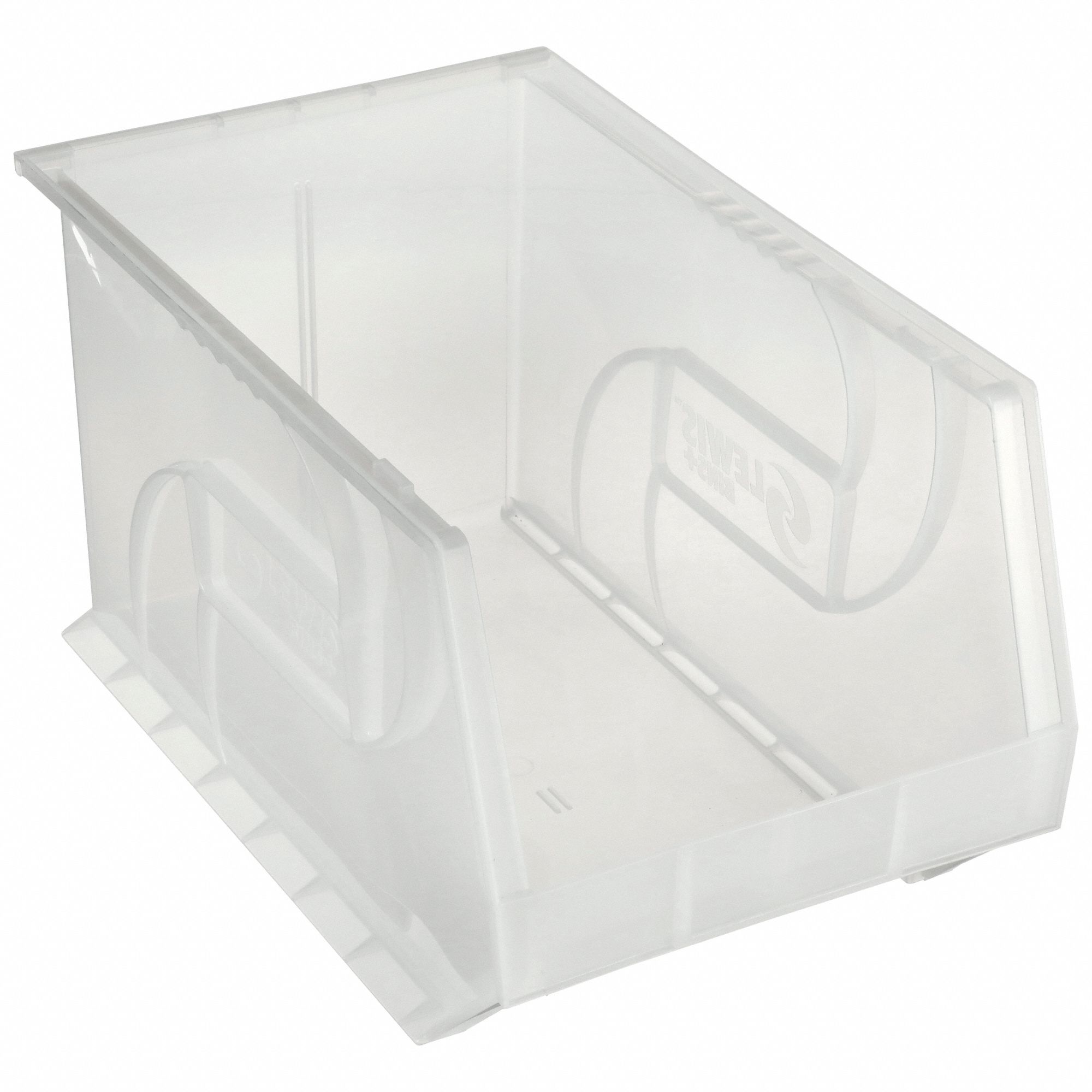 HANG AND STACK BIN, 11 IN X 18 IN X 10 IN, CLEAR, LABEL HOLDERS, 40 LB LOAD CAPACITY