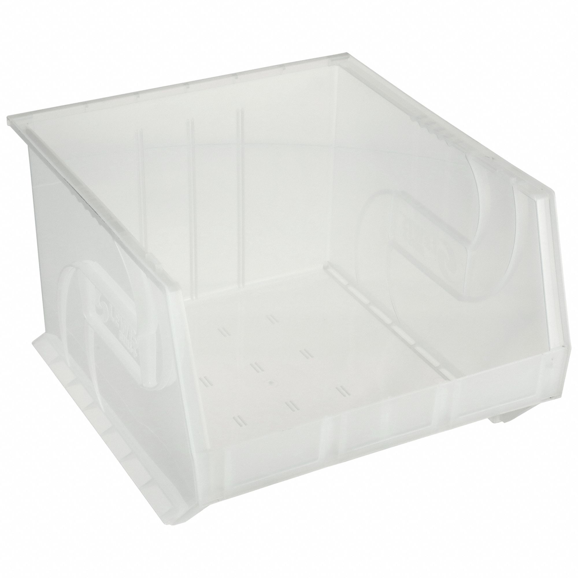 HANG AND STACK BIN, 16½ IN X 18 IN X 11 IN, CLEAR, LABEL HOLDERS, 40 LB LOAD CAPACITY