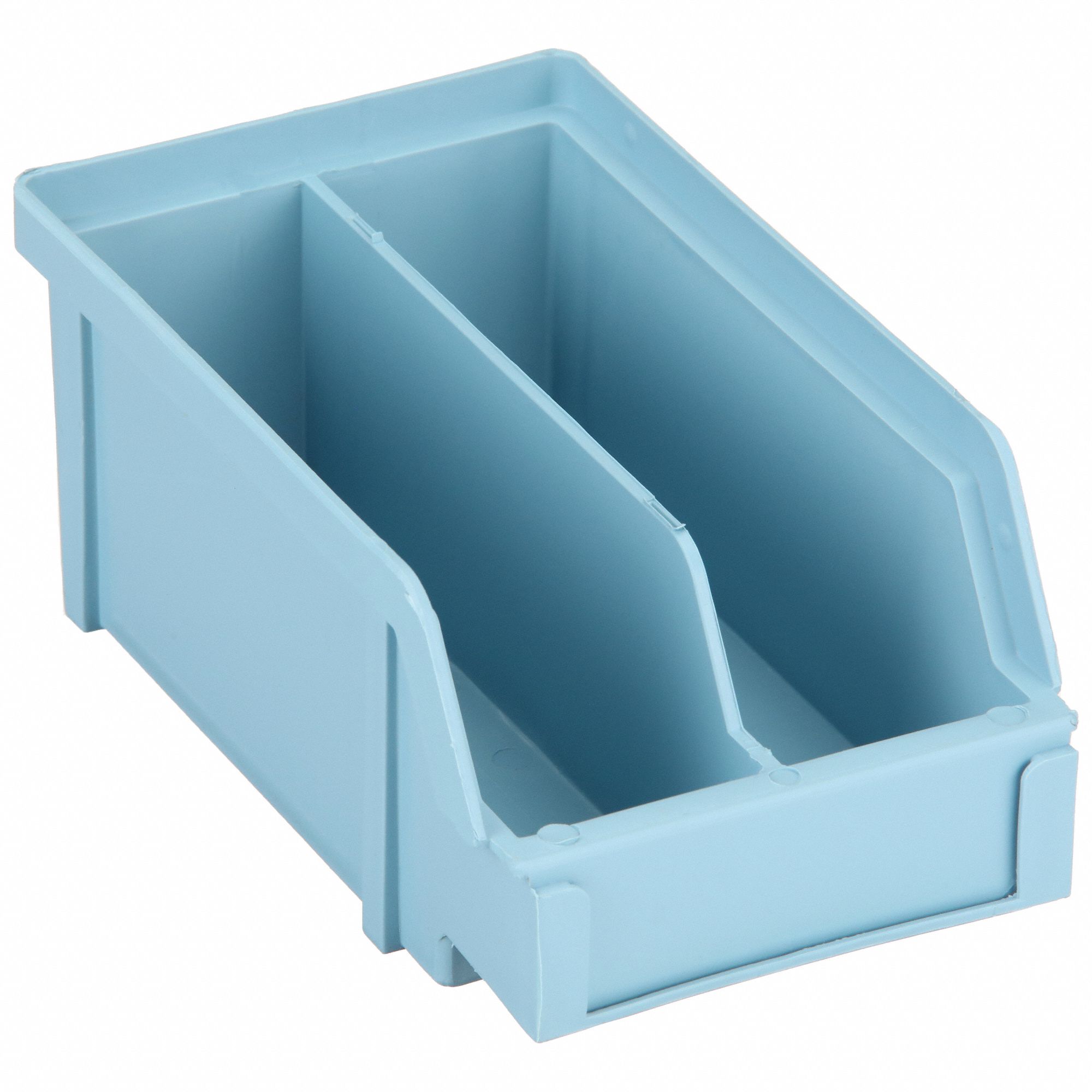 HANG AND STACK BIN, 4 IN X 7 IN X 2⅞ IN, LIGHT BLUE, LABEL HOLDERS, INCLUDES DIVIDERS