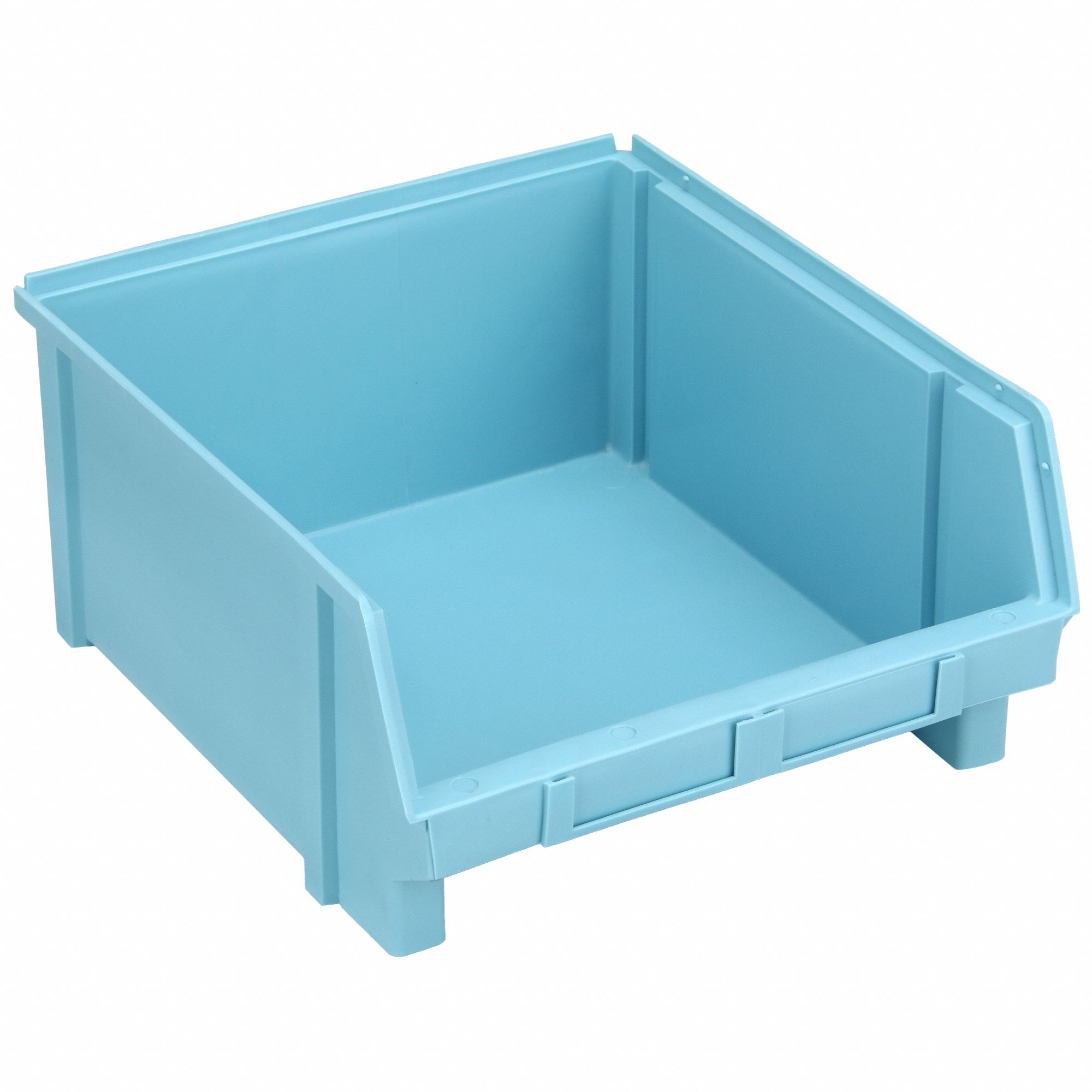HANG AND STACK BIN, 11⅜ IN X 12⅞ IN X 6 IN, LIGHT BLUE, LABEL HOLDERS