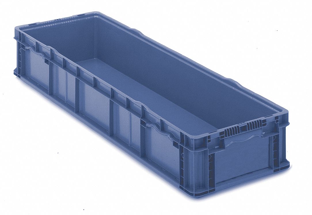 Straight Wall Tote: 17.2 gal, 48 in x 15 in x 7 1/2 in, Stacking Capable, 40 lb Load Capacity