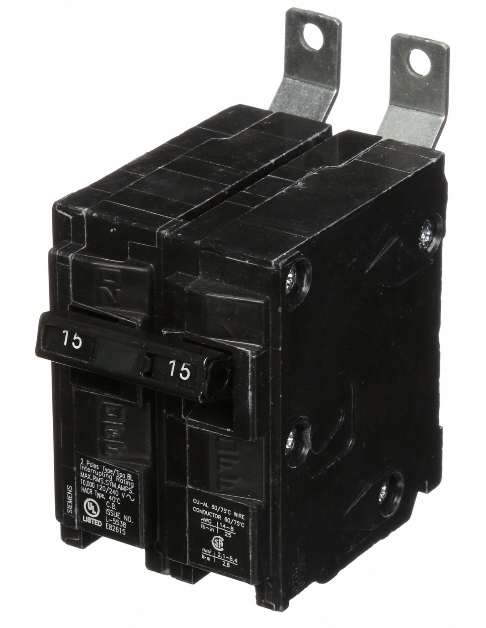 SIEMENS Miniature Circuit Breaker 15 A Amps, 120/240V AC, Single Phase