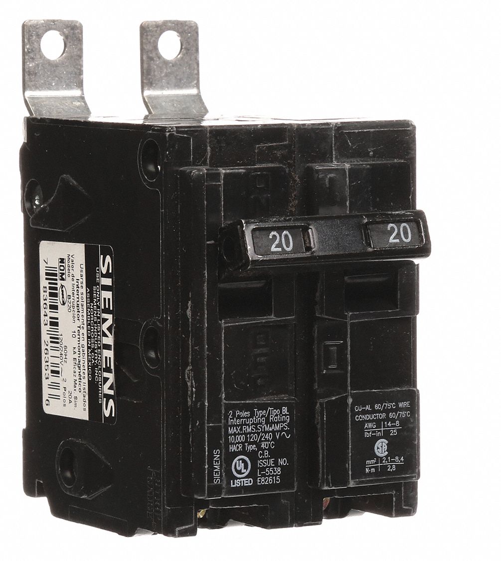 SIEMENS Miniature Circuit Breaker 20 A Amps, 120/240V AC, Single Phase