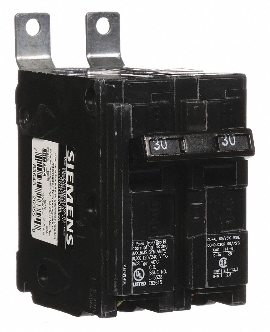 Siemens B230H type BLH 2 pole 30 amp 22k @ 120/240 volt bolt on circuit breaker 